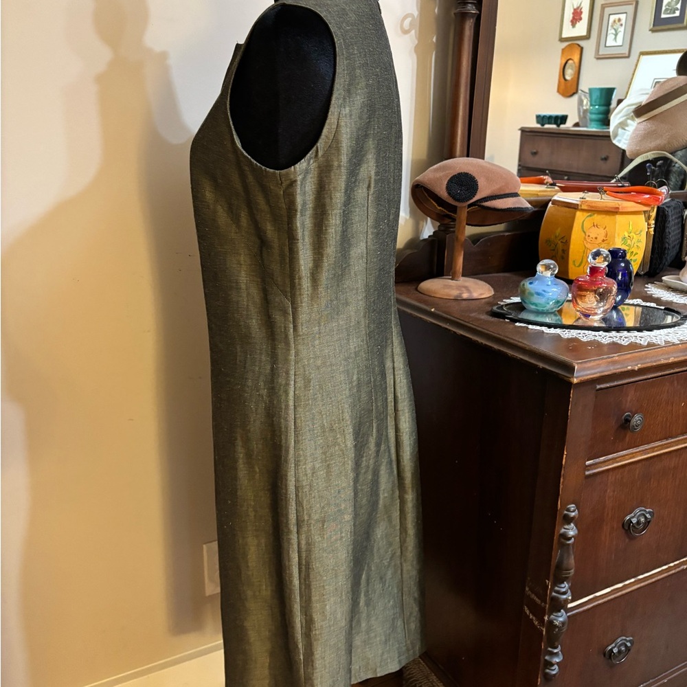 Sleeveless Olive Sheath Dress - Picture 2 of 4